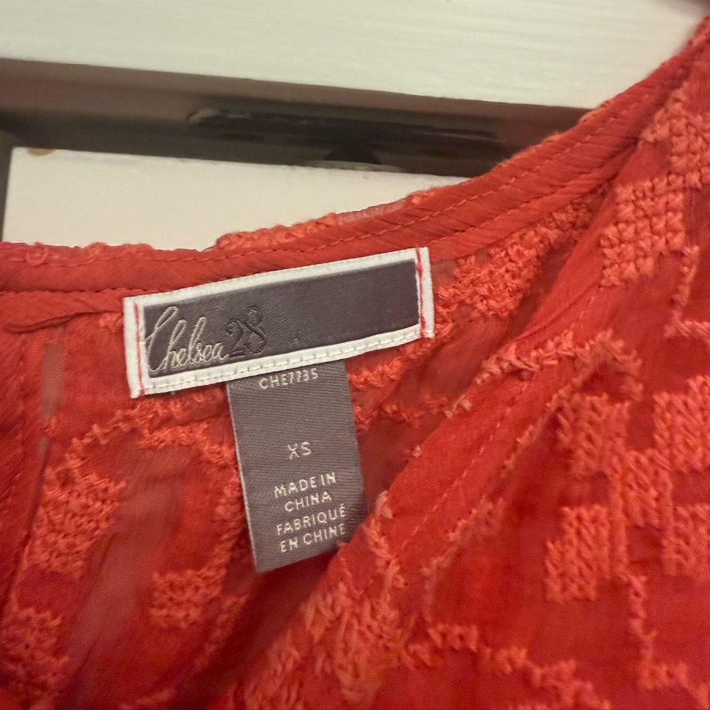 Chelsea28 Vibrant Coral Embroidery Blouse - Picture 2 of 6